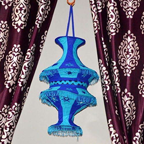 Традиционните Висящи Индийски Лампи и Лампиони Красива Бродерия и Огледални Работа Изкуството за Домашен интериор 3-Слойная Лампа