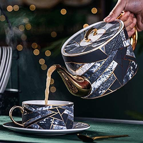 Керамичен чайник с Форма На Диамант Чайник Сладък Порцеланов Голям Капацитет на Следобеден Чай, кана за Кафе и Кана за 900 мл