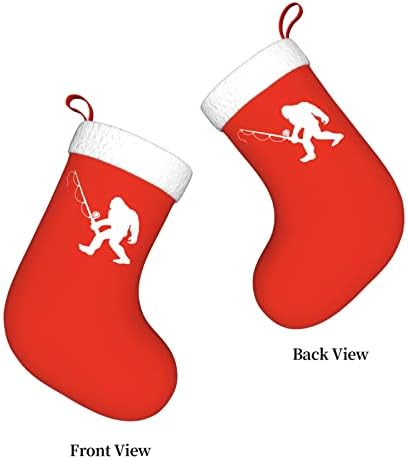 Yoigng Забавен Снежен Човек Риболов Коледен Отглеждане На Коледни Чорапи, Класически Празнична Украса Камина Окачен Чорап