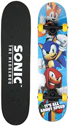 Скейтбордове с моя герой Sonic на Таралеж - Крейсерский скейтборд с лагери ABEC 5, здрава палубата, гладки колела (за избор на Sonic, Knuckles, Опашките или Sonic & Friends)
