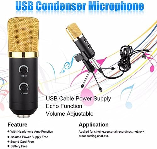 Langboss USB Жична Кондензаторен Студиен Звук микрофон със Стойка за Пеене, Персонални записи, Мрежа за предаване, Комуникация в Чата