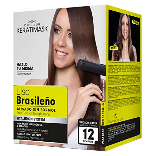 Бразилски комплект за изправяне на коса с кератин, хиалуронова киселина, Без формола и парабени, на 12 Седмици професионално изправяне на