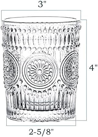 Kingrol 6 Опаковки Романтични Чаши за вода с обем от 9 грама, Чаши за Пиене Премиум-клас, Ретро Комплект Съдове за Сок, Напитки, Бира, Коктейли