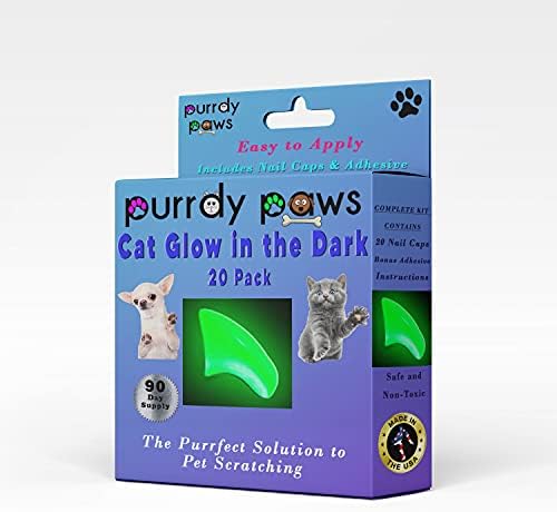 Purrdy Paws 3 Месечен доставка на Меки Капачки за нокти за котки Green Glow in The Dark Medium - Допълнителни лепила