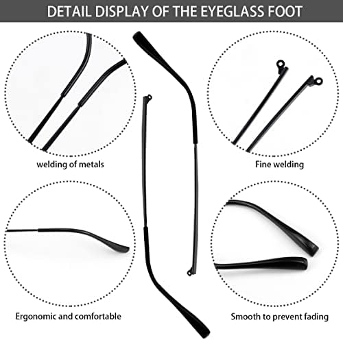FERCAISH 1 Двойка от Сменяеми Дужек за очила, Гъвкав лък тел за Слънчеви очила, Крачета за подмяна на Дужек - Метални лък тел за подмяна на слънчеви очила, Ремонт точки (Черен)