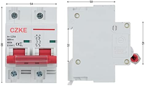 Миниатюрен автоматичен прекъсвач CRFYJ 2P MCB DC500V 6kA с отключающей способност 80A 100A 125A (Цвят: 2P, размер: 80A)