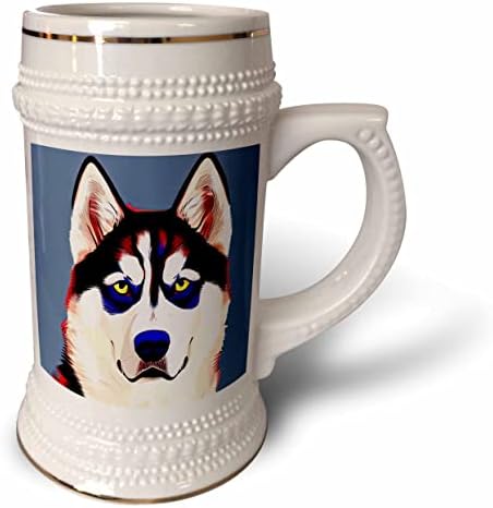 Триизмерен портрет на красива куче порода хъски в сиво-синя цифрова основа. - чаша за стейна на 22 унция (stn-376167-1)