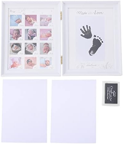 Фоторамка за Новороденото Бебе: Отпечатък от детска ръка, Отпечатък ми на Първата година от Живота, рамка за снимка, на 12 Месеца, Месечно Събитие, Настолна рамка за снимка на Новороденото бебе, Подарък за 1 Рожден