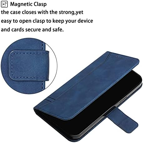 Чанта-портфейл COTDINFOR за Samsung Galaxy A12, Калъф Galaxy A12 с държач за карти, Кожен Флип калъф с магнитна стойка, пълна защита, Съвместим с Samsung Galaxy A12 5G Smile Blue