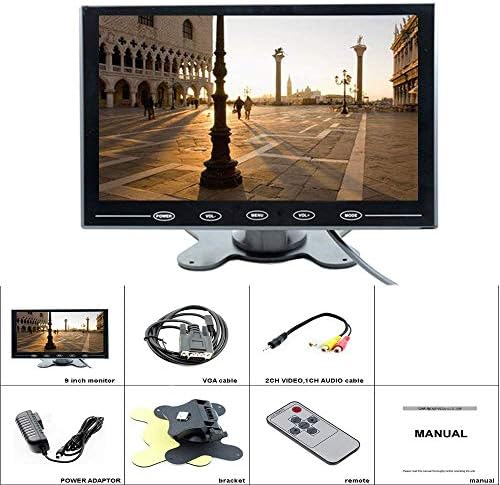 CAMECHO 9-Инчов LCD монитор HD Цветен Екран, 2 Видеовхода/HDMI/VGA, Поддръжка на архивиране на Автомобила, Дисплей на мини-КОМПЮТРИ, видео Наблюдение и Домашна сигурност, с дистанционно управление