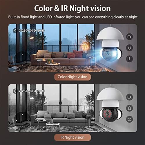 Безжична камера за сигурност AIPLUGER 3MP (2K) с подсветка на светлина, възможност за завъртане / наклон дом на 360 °, цветен и инфрачервено нощно виждане, двупосочен звук, проследяване на движение, криптирани SD /