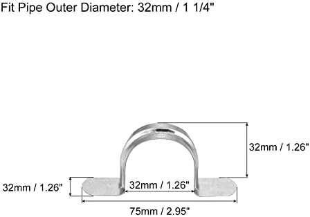 uxcell Твърд Тръбен каишка, 48шт 1 1/4 Инча (32 мм) От Поцинкована Стомана U-Образна Скоба Натяжной Скоба за тръба Скоба за закрепване на тръби