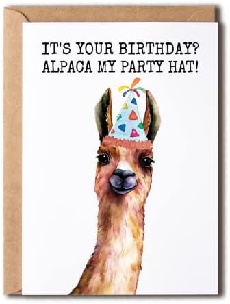 Това е твоят Рожден Ден, Шапка от алпака за купоните - Картичка за рожден ден Картичка от алпака - Поздравителна картичка - Забавна картичка честит рожден Ден - Акварел картичка от алпака