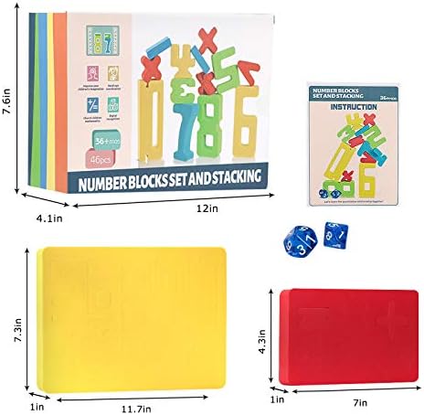 Забавни играчки kindersee Математика Foam Blocks, Включително Математически Манипулации, Балансирана полагане, Тренировка на паметта, Кубчета с уникални номера, за математика, За деца от 3 и повече години в подарък,