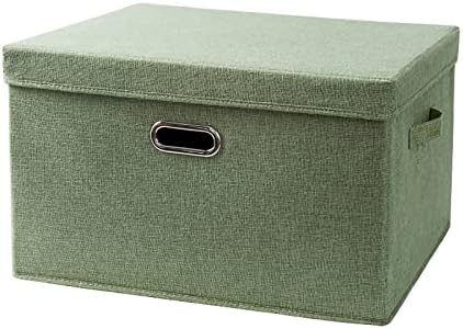 Кутии за съхранение FXNFXLA с капаци, Големи Чекмеджета за съхранение на дрехи и дръжка от неръждаема стомана, Пера, Сгъваема Кутия за съхранение, за да спални, кабинет, хол (Размер: Голям; цвят: зелен)