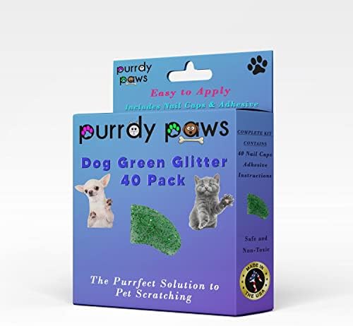 Purrdy Paws 40 Опаковки Меки Капсули за нокти за Кучешки Нокти Зелен Блясък Голям