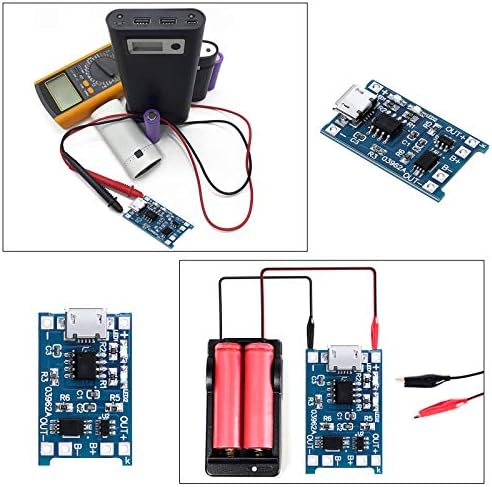 Модул за зареждане на Weewooday Таксата за зареждане на батерията защита на батерията BMS Micro USB 5V 1A Модул за зареждане на литиево-йонна батерия (40 бр.)