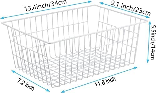 ARCCI Метални Телени Кошници за организиране на 6 Опаковки, Кутии-Организаторите за Съхранение в Домакинството Килер с Дръжки, Морозильные Кошница за Вертикални фризера, White5