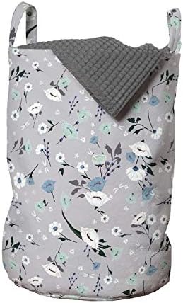 Чанта за дрехи Ambesonne в ботаническата стил, С Цветен Модел Вятърни които цъфтят цветя, Истинско Изкуство, Кошница за дрехи с дръжки, Закрывающаяся на шнур, за пране, 13