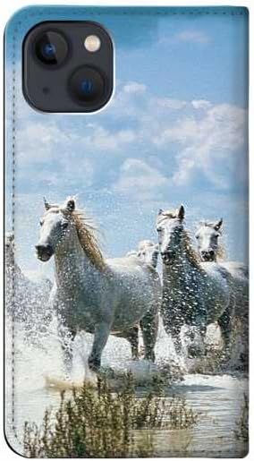 RW0250 Бял кон от изкуствена кожа флип калъф за iPhone 14