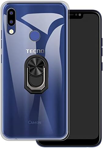 MILEGAO за Tecno Camon 11 ултра тънък Калъф за телефон + Пръстен-Притежател на, скоба-поставка, Гелевый Пудинг, Мек Силикон Телефон за Tecno Camon 11 Pro 6,20 инча (RedRing-T)