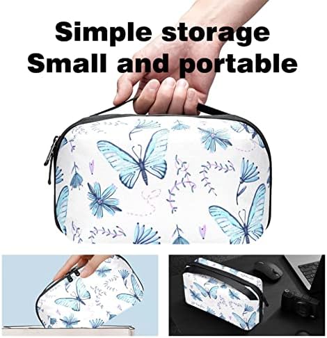 Електронен органайзер с ръчно рисувани пеперуди и цветя, удароустойчив калъф за носене, защитен калъф, малка чанта-органайзер за кабели за пътуване