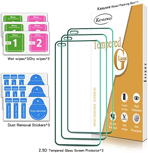 Kesuwe [3 опаковки] Защитно фолио за екрана на Motorola Moto One 5G, закалено стъкло One 5G UW, твърдост 9H, защита от драскотини, идеален за своята практика (не за Мото One 5G Ace)