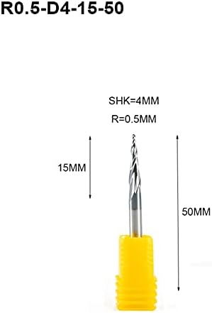 Хардуерна машина 2 Джолан R0.25-R1.0 X 4 мм, 2 Канали С покритие от силициев карбид, Заострени топка края мелници, Заострени, фрези с CNC, Дървени заострени края мелници (Размери: R0.75xd4x15x50 мм)