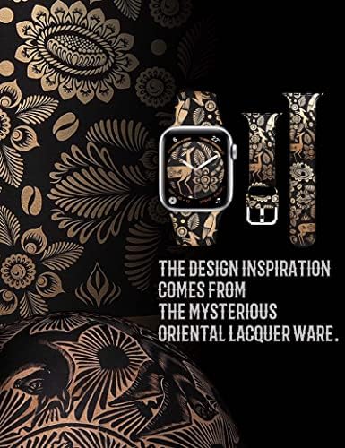 Каишка SOWDAIWS с тематичен дизайн, съвместим с джапанки Apple Watch 38 мм 40 мм 41 м 42 мм 44 мм 45 мм на 49 мм, препоръчани от водещи дизайнери, Силиконови гривни с абстрактен модел Blackgold за iWatch серия SE 8