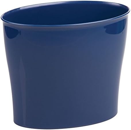 Овална Пластмасова кофа за боклук IDesign за баня, спални, офис – Колекция Nuvo - 11,5 x 6,78 x 10, тъмно син