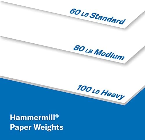 Картон Hammermill, Цветен копие от премиум-клас, 100 паунда, 8,5x11 - 1 опаковка (250 листа) - 100 Ярки, Направено в САЩ, 120024R, Бял