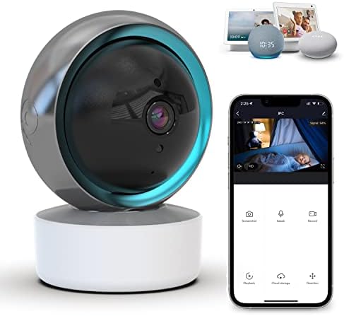 MIUCDA Security Smart Camera 1080P Вътрешна Wi-Fi Камера 2-Полосное Аудио HD Нощно Виждане, Проследяване на движение, Монитор за домашен любимец, Камера за Наблюдение, която е Съвместима с Алекса Echo Show, Google Home