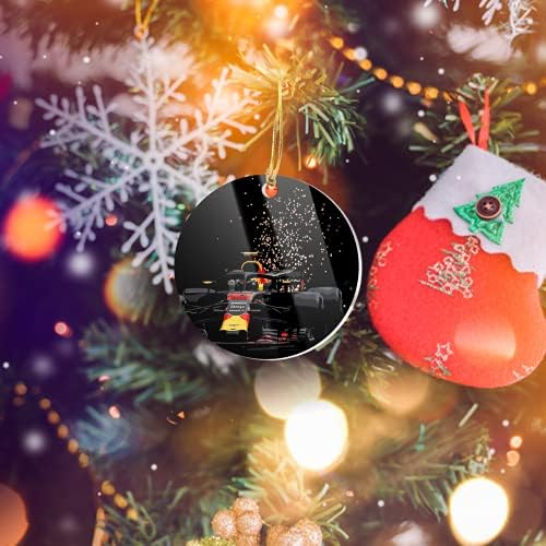 Украса за Коледната елха Max Home Verstappen Акрилни бои - Декор Бул of Red Circle Monaco X-mas за Украса на коледни Елхи, Събития, Партита, Тържества, Бял