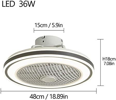 Вентилатор на тавана за хранене CATA-МЕДИКА Лампа с Невидим Вентилатор, Вградена Лампа, 18,9-Инчов Закрит Бял Вентилатор на Тавана, Безстепенно Димиране Нископрофилен Тавана лампа Smart Timed 36W LED