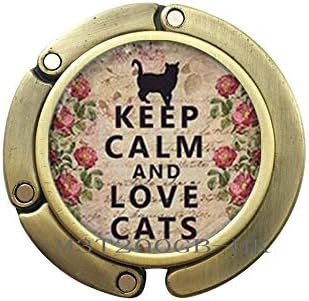 Запазете Спокойствие и обичате Котки Кука за Чантата, Подарък за фен на котките, Украса за любителите на котки, Украса за котки, Кука за чанта Любител на котки, Кука за чанта за котки-MT362 (W3)