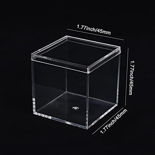 Прозрачна Акрилна Пластмаса квадратен куб, Dayaanee, 2 опаковки, Малки Пластмасови квадратни, кубични контейнери с Капак, Кутия за съхранение 1,77x1,77x1,77 инча /45x45x45 мм за бонбони, хапчета и Малки орнаменти