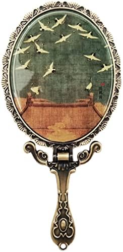 Огледало за грим AHFAM, Голямо Огледало с дръжка, Огледало за грим, Ретро-Ръчно Домашни Метално Складное Ръчно огледало (Цвета: 2)