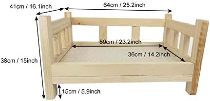 Легло за домашни любимци с дървена дограма LXLA, Повдигнати стая за почивка на животни, Свалящ кошче за кучета с фланелевым матрак, сверхпрочная и здрава (Размер: XL 94 × 56 × 41,5 см)
