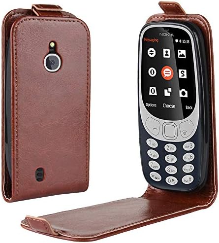 zl one е съвместим с/замяна за своята практика за телефон Nokia 3310 3G, 4G от изкуствена кожа с отделения за карти, една чанта-портфейл, панти калъф (кафяв)