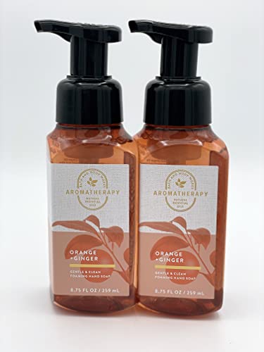 Пенящееся сапун за ръце Bath and Body Works Нежно & Clean, 8,75 течни унции (Ароматерапевтическое Апельсиново-джинджифил, 2 опаковки)
