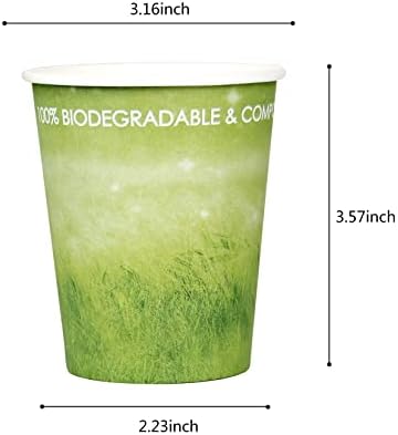 Да!Хартиени Чаши, чаши за топли напитки Fresh 8 мл за Еднократна употреба за партита, пикници, барбекю, пътувания и мероприятия, Екологично чисти, - разградими и компостируемые (8 грама, 50 грама, зелен)