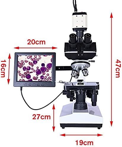 ZHYH Професионален Лаборатория за Биологичен тринокулярный Микроскоп с Увеличение 2500X + USB Електронна Цифрова CCD-Камера + 8-инчов LCD дисплей