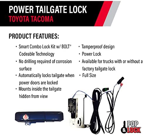 Заключване на задната врата на Pop & Lock PL85401 Barcelona Red Power с кодируемой технология за Toyota Tacoma (Smart Lock Combo)