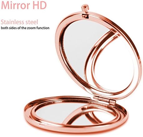 DemYing Compact & Travel Mirrors Компактно Преносимо Огледало Кръгло от Розово Злато с 2-кратно увеличение За Грим - Pineapple