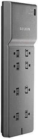 Мрежов филтър Belkin Power Strip с 8 розетки, равна вилица дължина от 6 фута, Тежкотоварни Удължител + Защита от претоварване за дома, офиса, Пътувания, настолни компютри и зареждане на мобилни телефони (3550 Джоулей)