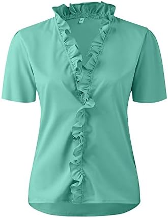NOKMOPO Спортни Дрехи за жени, Модни Темпераментен Блуза с V-образно деколте и ръкав-Фенерче Копчета, Ежедневни Риза, Ризи Големи Размери