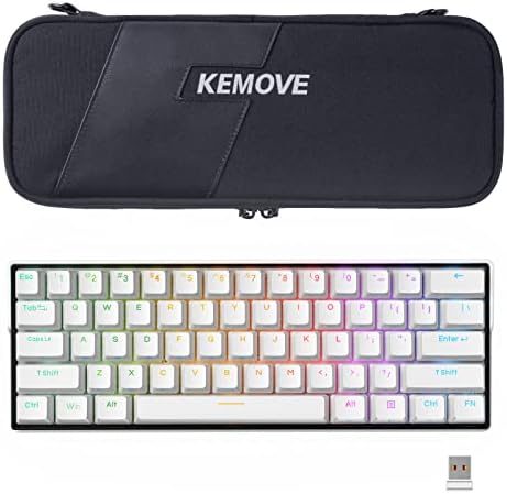 KEMOVE Snowfox DK61 с тройно режим на 2,4 G / Type-C / Bluetooth 5,0 Комбинирана Механична Клавиатура и калъф за клавиатура, с възможност за гореща подмяна на клавиатури кепета PBT с RGB подсветка, Програмируеми бутони,