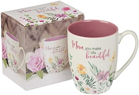 Специална Кафеена Чаша за майки Мама, ти си правиш, животът е красив, Лилави Диви цветя, Вдъхновяваща Чаша за кафе / чай, за рожден Ден, Ден на майката, Керамика на 12 унции, С любов