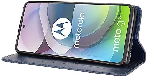 Калъф за Motorola Moto One 5G UW Ace 2021 XT2113-1 Кожен калъф, Калъф за Motorola Moto G 5G XT2113-3 Калъф, Калъф за Motorola Moto One 5G Ace XT2113-2 XT2113-5 Калъф от изкуствена кожа с панти капак Син