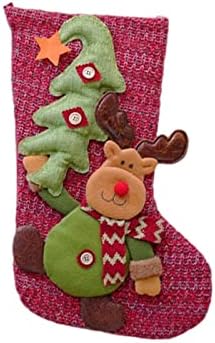 EHUZAN Големи Коледни Чорапи в Клетка с Плюшени Белезници, Декор за Отглеждане, Подарък Пакет